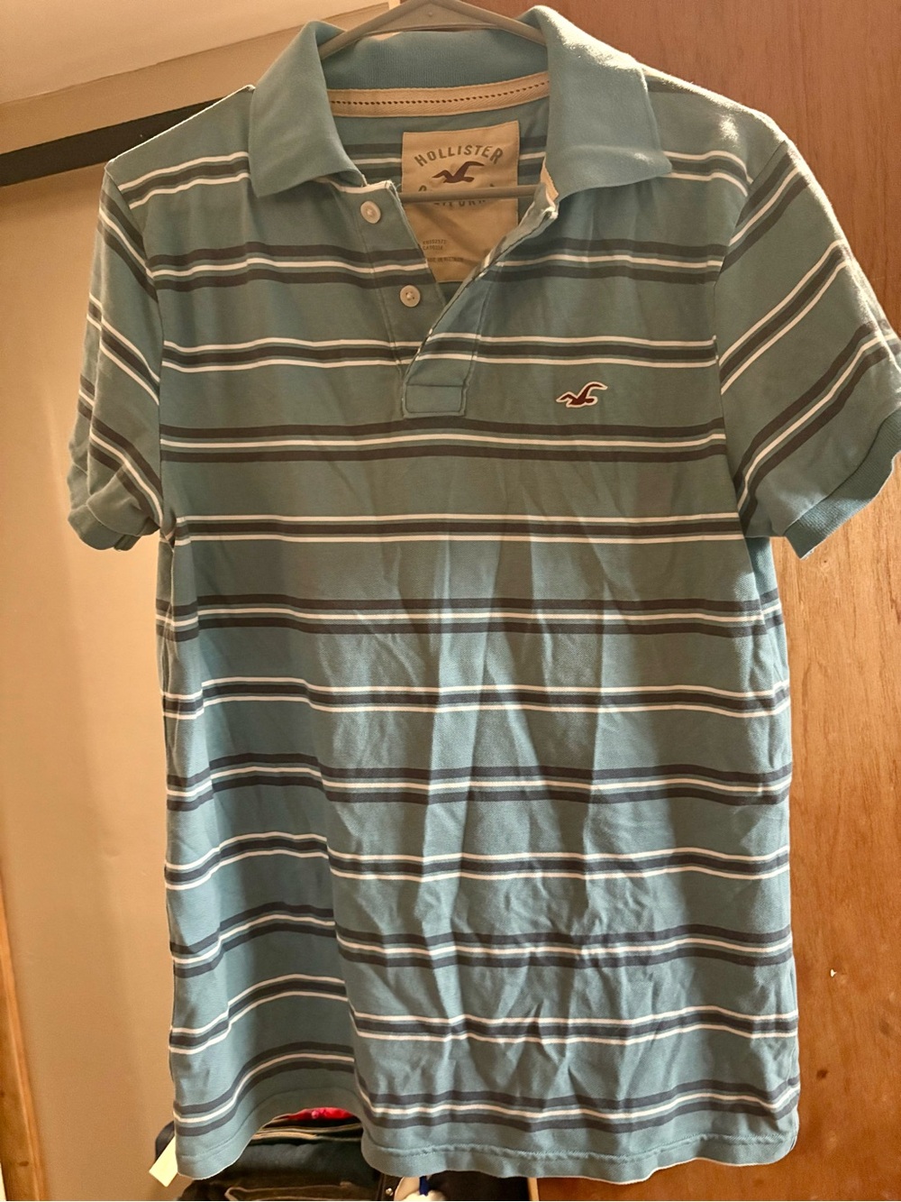 Hollister Teal & White Striped Men’s Polo